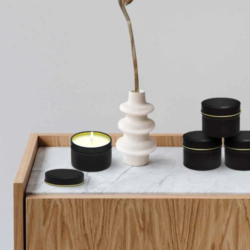 Miniatura 5 de Bunhut Latas de velas de 8 onzas con tapas, paquete de 24 tarros de velas vacías para hacer velas, recipientes de velas de metal negro a granel