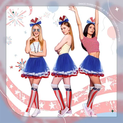 Miniatura 7 de Nicute Falda tutú para mujer, 4 de julio, color rojo, blanco y azul, con estrellas, divertida, patriótica, para fiesta del Día de la Independencia