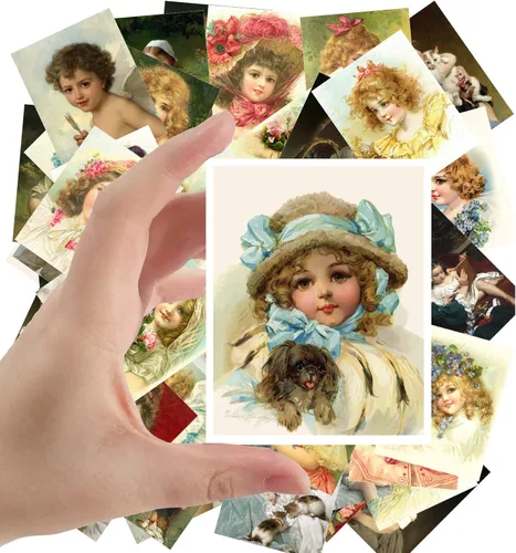 Miniatura 7 de Calcomanías grandes (24 piezas de 2.5 x 3.5 pulgadas) Cranford Vintage Victorian Book Grabado Ilustración