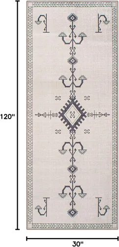 Miniatura 2 de GLN Rugs Bohemian - Alfombra de pasillo lavable a máquina, bohemio, lavable, antideslizante, de pelo bajo, alfombra de felpilla para pasillo