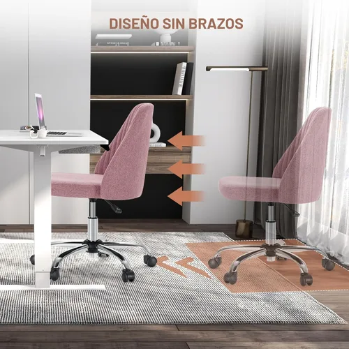 Miniatura 6 de DUMOS Silla de oficina, cómoda silla de escritorio giratoria con ruedas, asiento ancho, sin brazos, altura ajustable, sillas de computadora