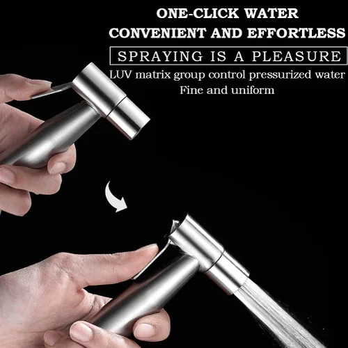 Miniatura 3 de BUYGOO Pulverizador de bidé de mano para inodoro, control de presión de agua ajustable con manguera de bidé para lavado femenino, rociador de tela