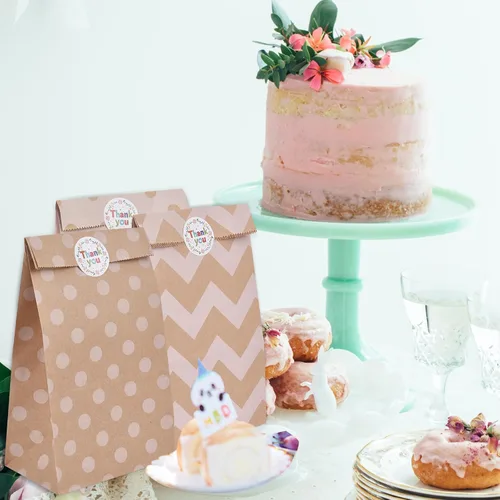 Miniatura 5 de Elvielsl Paquete de 40 bolsas de papel para fiesta, bolsas de papel marrón, bolsa de papel de estraza para regalo, bolsa de regalo pequeña con 48