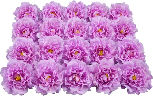 Miniatura 20 de 20 Piezas Flores Artificiales Peonías, Peonías Falsas de Seda de 5" con Tallos de 6" Sin Hoja, Flores de Peonías Sintéticas para Decoración