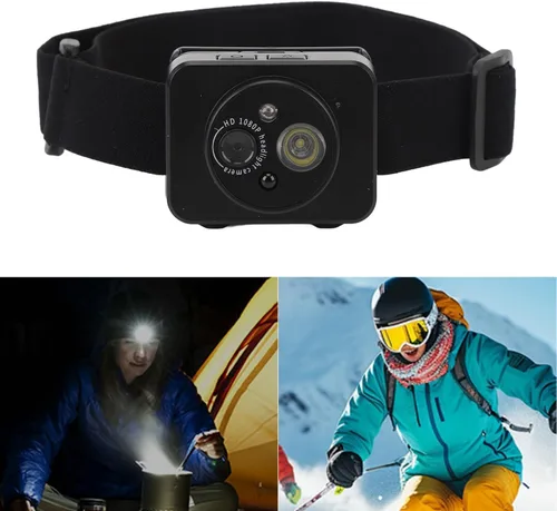 Miniatura 6 de ciciglow Cámara de acción montada en la cabeza, ángulo ajustable de 1080P, cámara deportiva montada en la cabeza pequeña, faro LED, cámara de video
