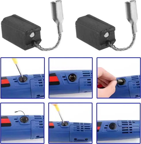Miniatura 2 de 2 pares de cepillos de carbono parada automática compatible con FLEX PE 14-2 150 PE 14-3 125 pulidor 0.248x0.315x0.551 in herramienta eléctrica