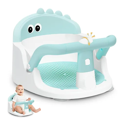 Miniatura 10 de Asiento de baño para bebés de 6 meses en adelante sentados, silla de baño antideslizante con ventosa, seguro y cómodo asiento de baño infantil
