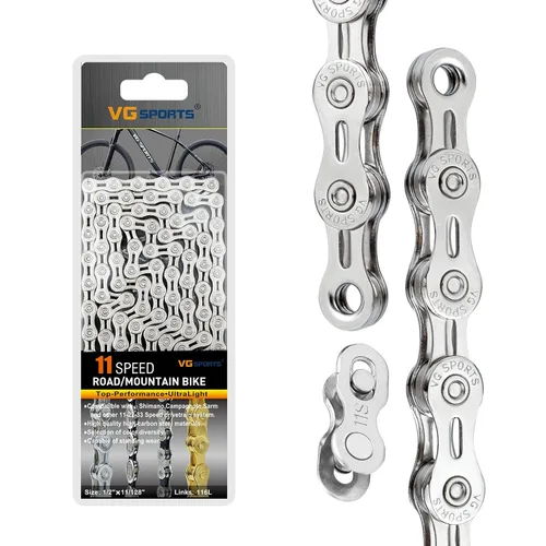Miniatura 14 de VG SPORTS Cadenas de bicicleta de 6/7/8/9/10/11 velocidades, cadenas de bicicleta ligeras semihuecas/huecas para bicicleta de carretera/MTB/BMX