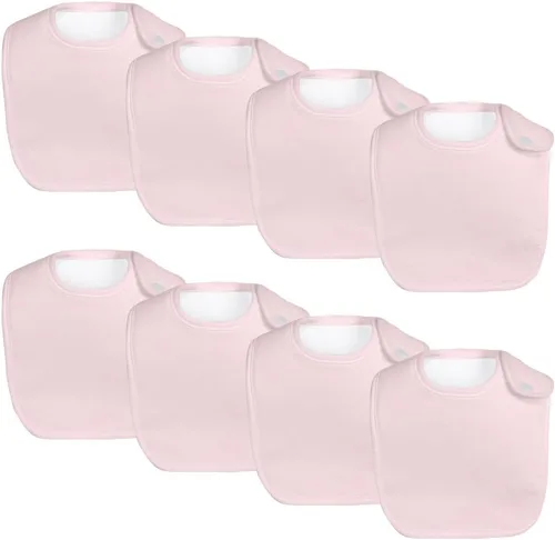 Miniatura 14 de Paquete de 8 baberos unisex ajustables con broches de presión, ultra suaves, absorbentes, babeo, dentición para niños y niñas Blanco