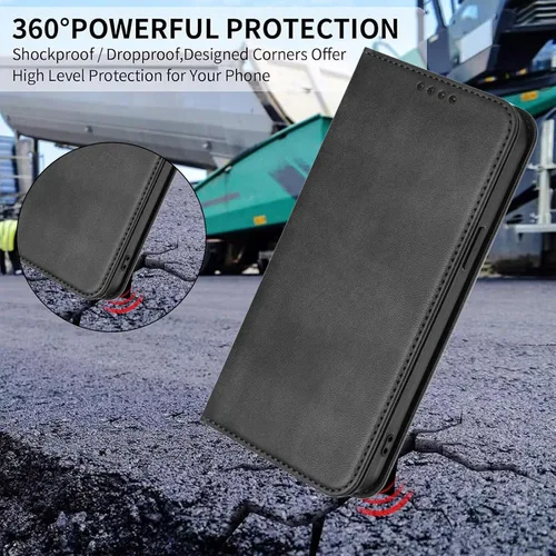 Miniatura 5 de Funda compatible con Motorola Moto E22 4G, compatible con Motorola Moto E22i 4G Card Slotting Wallet Phone Funda de cuero negro