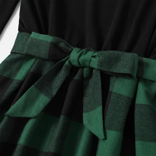 Miniatura 6 de PATPAT Conjuntos familiares a juego para mamá y yo, vestido a juego de manga larga a cuadros y camisas casuales con botones