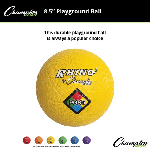 Miniatura 5 de Champion Sports - Pelotas de juego Rhino Playground de 8.5"D - Dos capas, nylon enrollado, AMARILLO