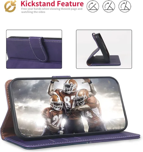Miniatura 4 de Funda tipo cartera de cuero para Moto G Stylus 5G 2021 (6.8 pulgadas), con bloqueo RFID, tarjetero y soporte magnético, TPU a prueba de golpes, azul