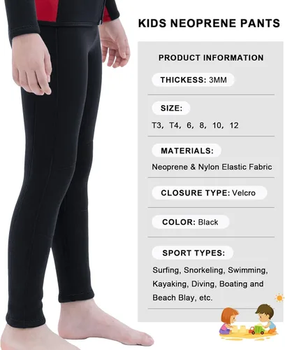 Miniatura 7 de Wetsuit Pants for Kids Boys Girls and Youth 3mm Neoprene Children Wet Suits Adjustable Bottoms Keep Warm in Cold Water to Swimming Workout Scuba