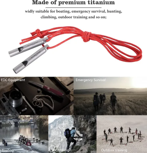 Miniatura 7 de Boundless Voyage Silbato de titanio para supervivencia de emergencia con cordón fuerte para acampar al aire libre, senderismo, entrenadores, 2