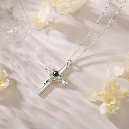 Miniatura 5 de Collar de cruz con versículo de la Biblia para mujer, collar de proyección de 18 + 2 pulgadas, cadena religiosa espiritual, joyería religiosa