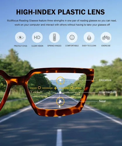 Miniatura 5 de Eyekepper Multifocus Progressive Computer Readers Mujeres - Noline Trifocal Gafas de lectura con filtro de luz azul Marco de gran tamaño - Tortuga