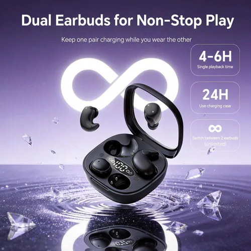 Miniatura 6 de Xmenha Auriculares invisibles inalámbricos con Bluetooth, para dormir de lado, pequeños y pequeños, pequeños y pequeños, de perfil bajo, discretos