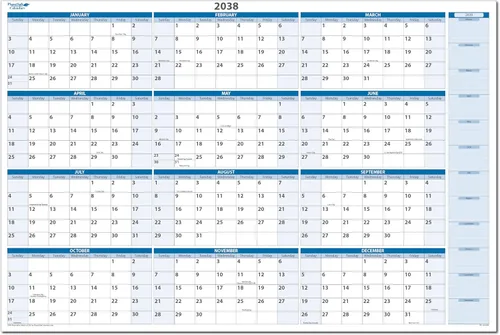 Miniatura 11 de Calendario de pared horizontal borrable en húmedo y seco, azul cielo 2026, 36 pulgadas de alto x 56 pulgadas de ancho con área de planificación