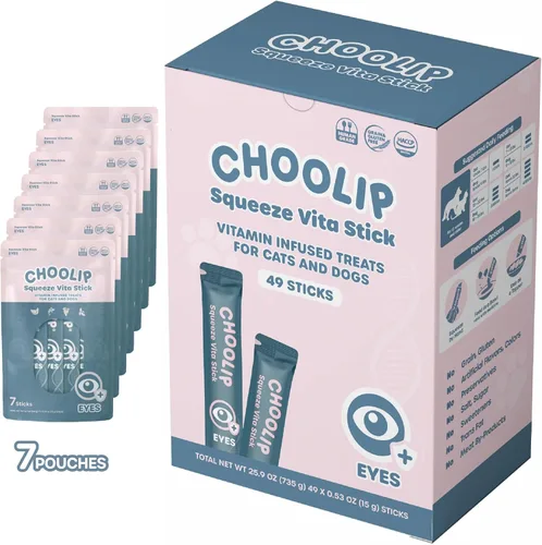 Miniatura 16 de Choolip Squeeze Vita Stick - Golosinas para lamer para gatos y perros, 49 unidades de atún y abadejo con calabaza, arándano y omega-3, caja con 7