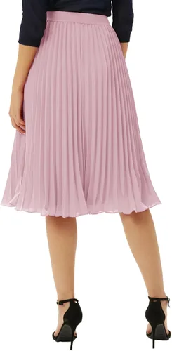 Miniatura 203 de GRACE KARIN - Falda plisada de gasa para mujer, con cintura alta y elástica, vuelo, corte acampanado y longitud por debajo de la rodilla
