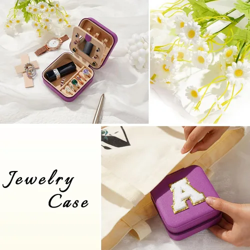 Miniatura 4 de Joyero pequeño para niñas, joyero con inicial de viaje para niñas Caja organizadora de joyas pequeña Joyero de viaje organizador de joyero Mini