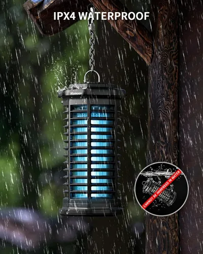 Miniatura 10 de Minimoon Bug Zapper Exterior 4000V Potente Matamosquitos Eléctrico, Trampa para Moscas de 15W para Exteriores, IPX4, Matamosquitos con Cable
