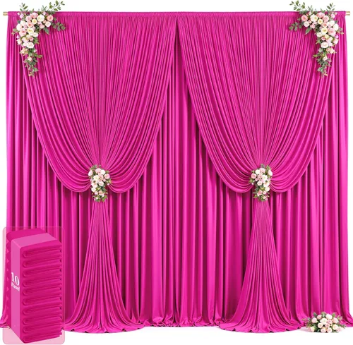 Miniatura 14 de 20 pies x 12 pies Cortinas de Telón de Fondo Azul Bebé Sin Arrugas para Bodas y Fiestas, Telón de Fondo de Tela Azul, Cortinas para Bodas