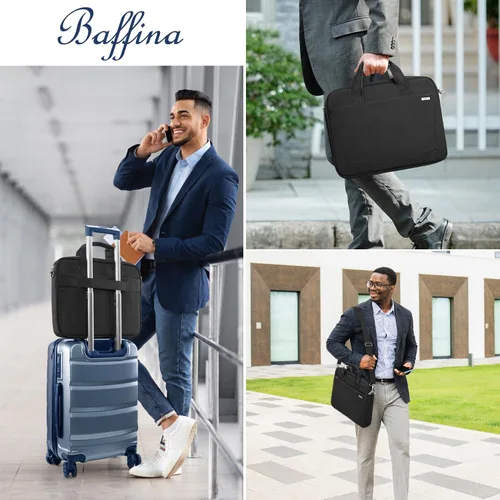 Miniatura 2 de BAFFINA Bolsa de hombro para laptop de 15.6, 16, 17.3 pulgadas, para hombres y mujeres, funda de transporte impermeable para computadora, bolsa