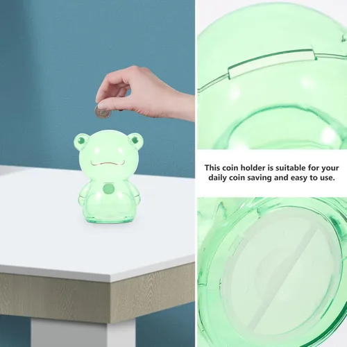 Miniatura 6 de Hucha de rana irrompible de plástico para dinero, caja de ahorro de dinero, caja de ahorro de dinero, adorno de escritorio para niñas, niños
