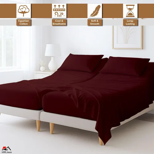 Miniatura 2 de ARlinen Juego de sábanas divididas tamaño Queen, 5 piezas, 100% algodón egipcio para camas ajustables, bolsillo profundo de hasta 16 pulgadas, juego