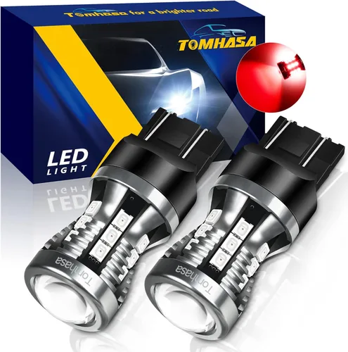 Miniatura 21 de Bombillas LED 3157 rojas para luces de freno, 24 conjuntos de chipsets SMD 300% más brillantes 3056 3156 3057 4157. Bombillas LED de repuesto