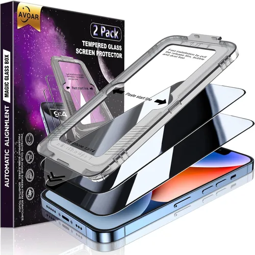 Miniatura 33 de Paquete de 2 protectores de pantalla de privacidad para iPhone 13 Pro Max /14 Plus [kit de alineación automática] vidrio templado, protección