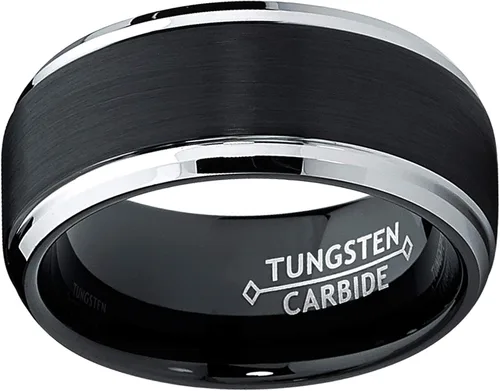 Miniatura 3 de Metal Masters Co. Anillo de boda cepillado de carburo de tungsteno de 2364 (9 mm), negro, de dos tonos, ajuste cómodo, tamaños de 8 a 13