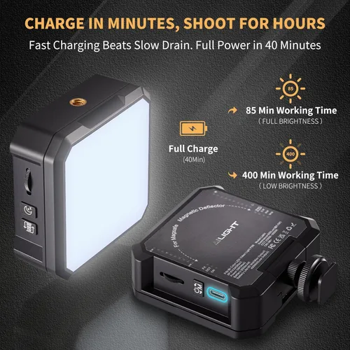 Miniatura 4 de AILIGHT Luz de video LED magnética, luces de cámara portátil para creador de contenido (CRI 98+ y 2500-9000K) luz de relleno de cámara recargable