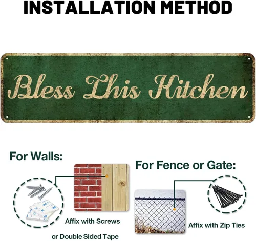 Miniatura 4 de Mukuko Letrero decorativo de pared para sala de estar – Bless This Kitchen – Letreros de decoración de pared familiar para cocina, dormitorio