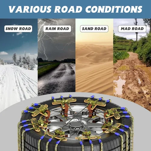 Miniatura 4 de MOPHOTO Paquete de 8 cadenas de nieve para cables, cadenas de neumáticos para automóviles/SUVs/camionetas, cadenas de seguridad, para neumáticos