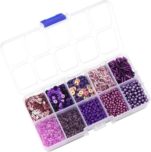 Miniatura 12 de Cuentas surtidas para la fabricación de joyas, cuentas de tubo de cristal para corneta, lentejuelas sueltas, varios tamaños para manualidades
