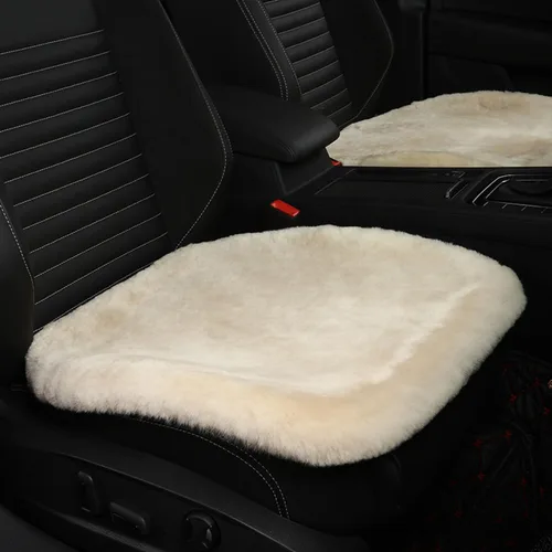 Miniatura 3 de Dotesy - 2 paquetes de fundas de asiento delantero de coche de piel de oveja australiana auténtica, protector de asiento de coche de lana natural