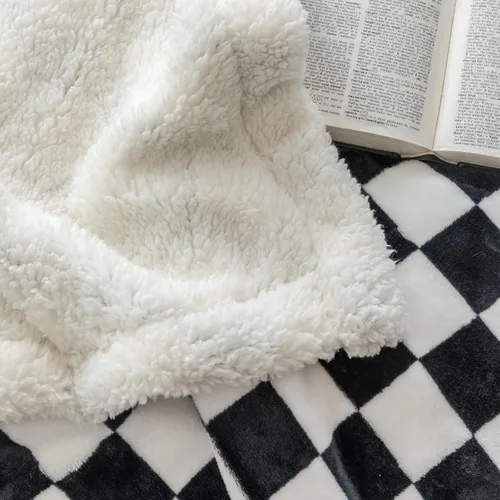 Miniatura 4 de LOMAO - Manta de sherpa de forro polar con patrón a cuadros, suave y gruesa, lujosa, cálida y acogedora para sofá, cama o sillón, para todas