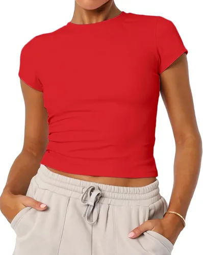 Miniatura 8 de Camisetas básicas de manga corta con cuello redondo para mujer de verano Y2K, lindas para salir, camisetas estilo bebé