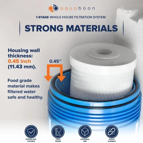 Miniatura 21 de Aquaboon 10x4.5 Carcasa para filtro de agua para toda la casa Filtro de agua certificado NSF para sistema de filtración con medidor y liberación