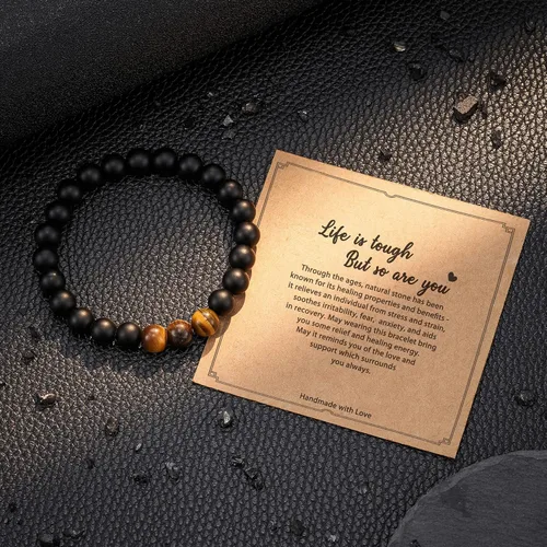 Miniatura 18 de HGDEER Regalos Get Well Soon, pulsera de amatista de piedra natural para mujeres y hombres