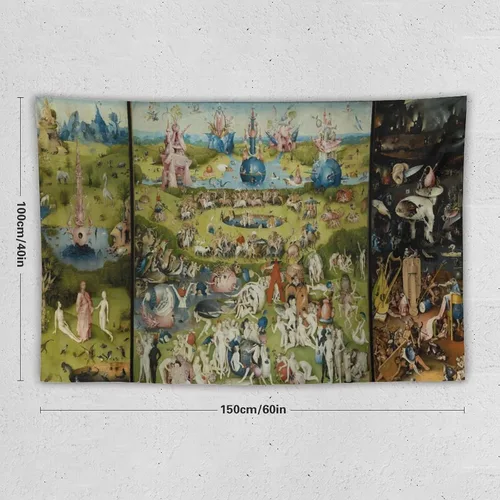 Miniatura 2 de Hieronymus Bosch Hieronymus Tapiz de pintura de fama mundial, tapiz de poliéster para decoración del hogar, dormitorio, decoración moderna, tapices