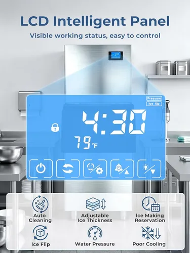 Miniatura 4 de Commercial Ice Maker Machine 380LBS/24H, 250LBS Stainless Steel Storage Bin, 132 Ice Cubes in 8-15min, Self-Cleaning, Air Cooled Ice Machine with