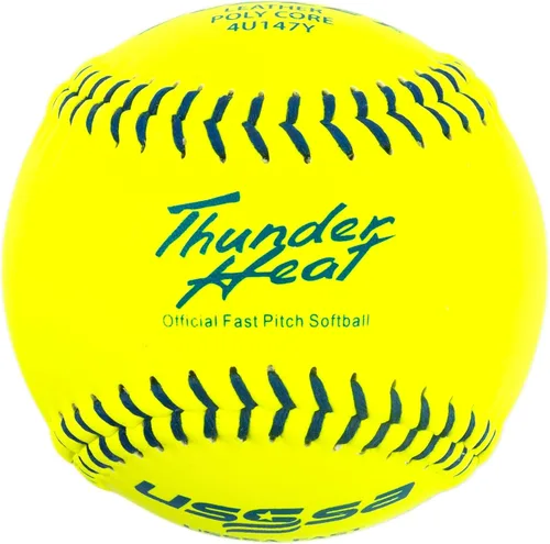 Miniatura 10 de Dudley Fastpitch Softballs Official USAB, USSSA, & NFHS Multiple 12 Count Options NFHS - Thunder Heat - Funda de piel amarilla de 12