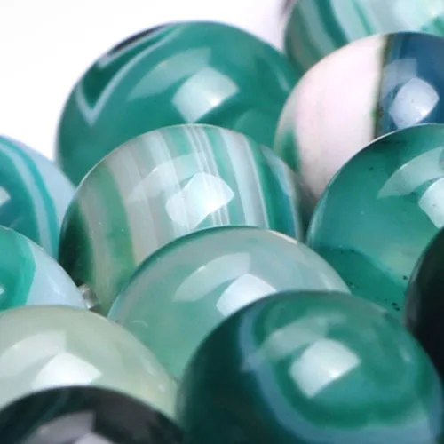 Miniatura 4 de GEM-Inside - Cuentas sueltas de ágata verde con bandas de energía natural, cuentas de energía natural para hacer joyas, 0.315 in, redondas, 15 Ágata