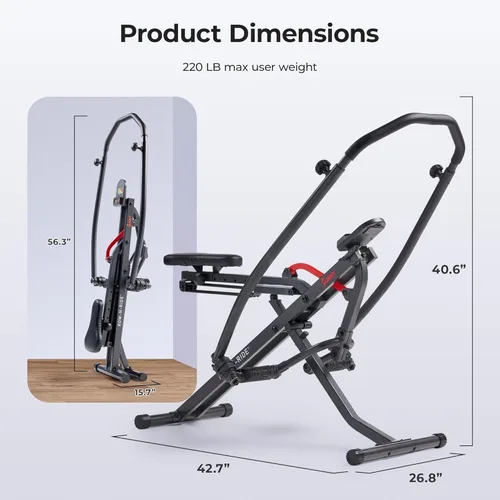Miniatura 6 de Sunny Health & Fitness Row-N-Ride Squat Machines, Adjustable Resistance and Seating/Handle for Home Glutes Training, SunnyFit App Access Included