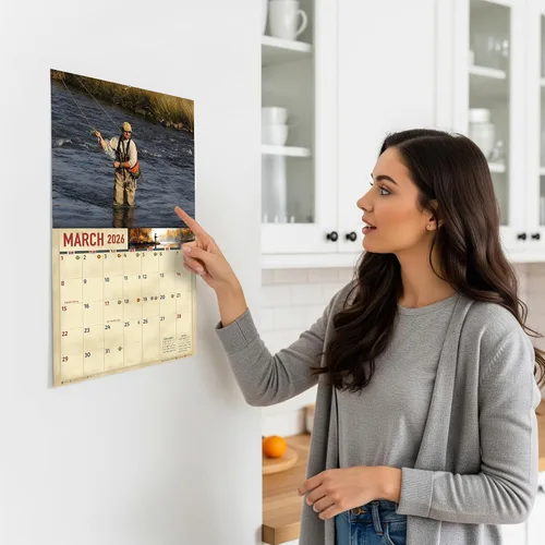 Miniatura 3 de The KING Company - Calendario de pared de pesca con mosca 2026, tamaño XL, 14 x 22 pulgadas, calendario de pesca por The KING Company-Monster