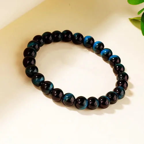 Miniatura 42 de Pulseras de triple protección con piedra de ojo de tigre de obsidiana negra con hematita para hombres y mujeres, pulsera de piedra curativa